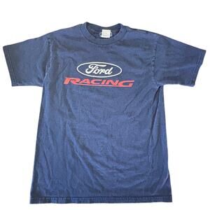 Vintage Ford Racing T-Shirt Medium Blue Heather Short Sleeve Graphic Big Logo